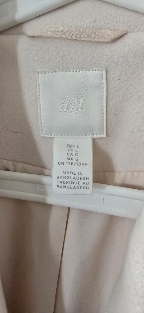 H&M Cream Wool Blend Coat - Size L - photo 3