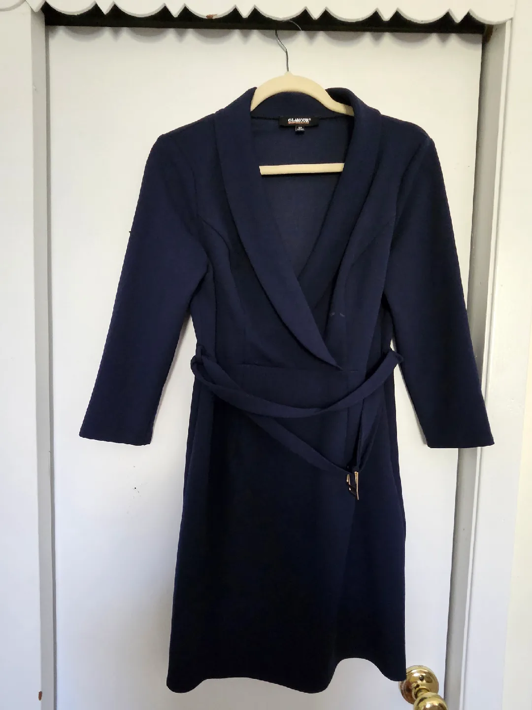 Glamour Navy Blue Dress - Size 8P thumbnail