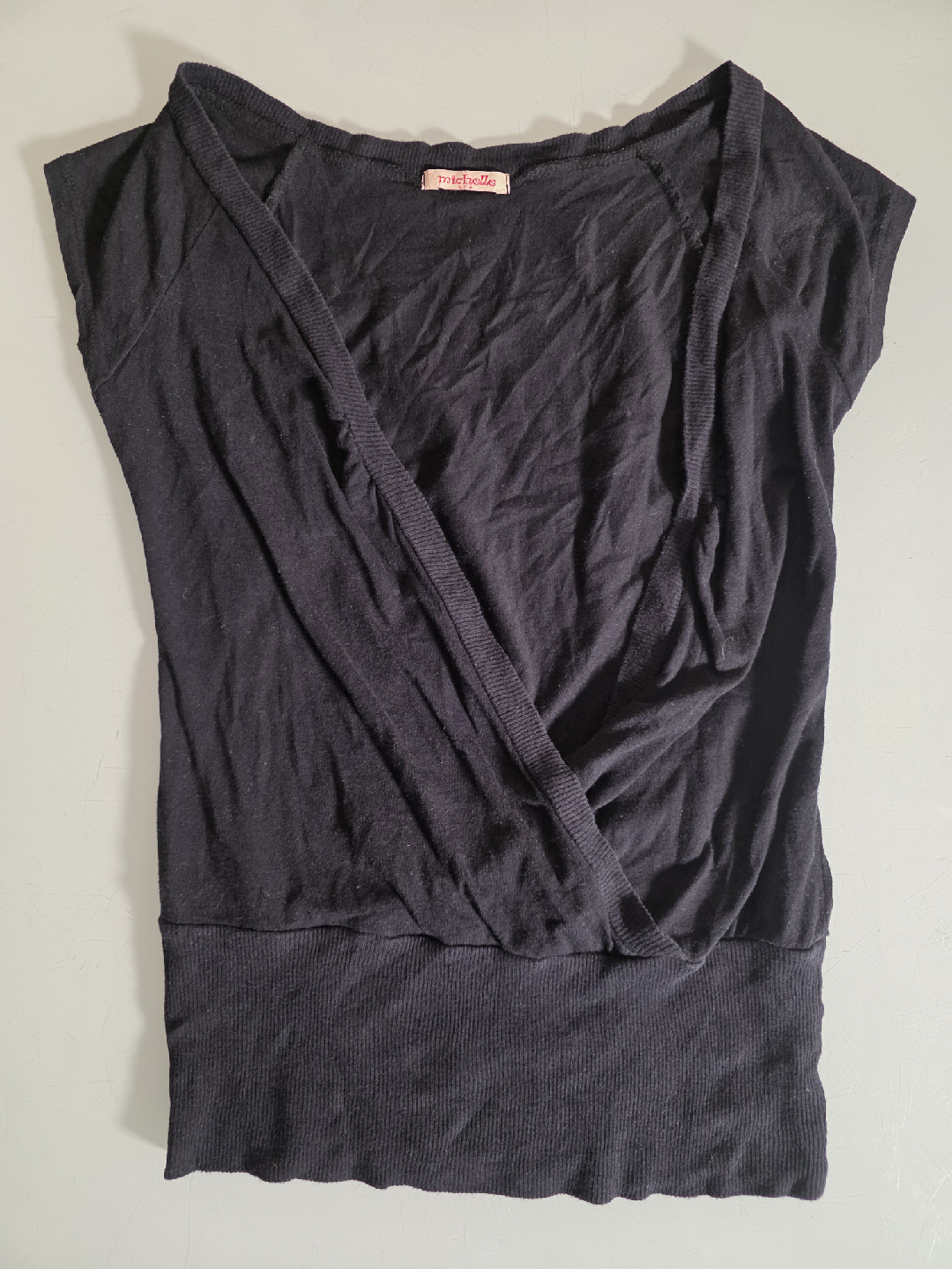 Vintage Michelle Black Wrap Top