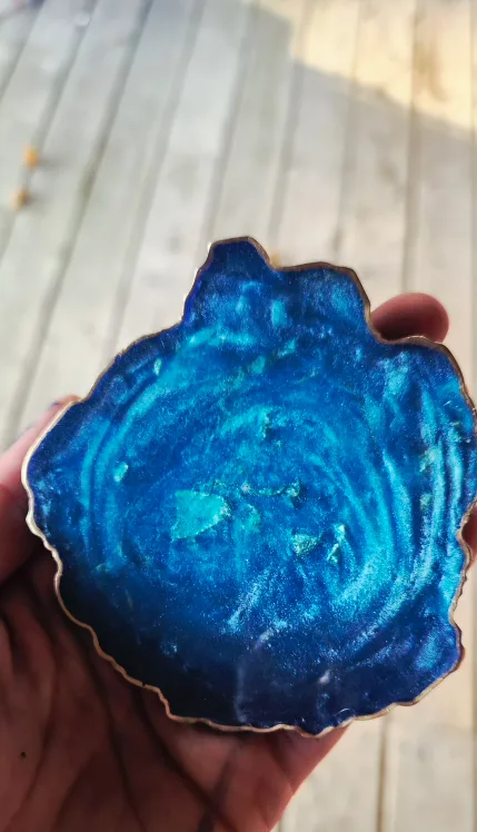 Blue Agate Coasters with Gold Trim image indicator(6)