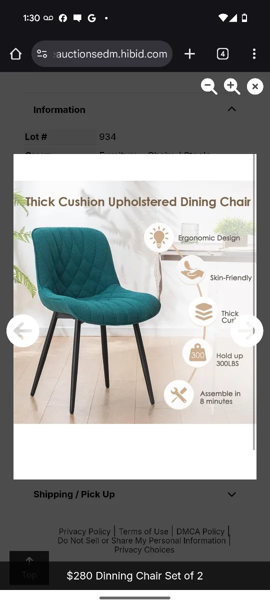 Teal Upholstered Dining Chair - New in Box! image indicator(3)