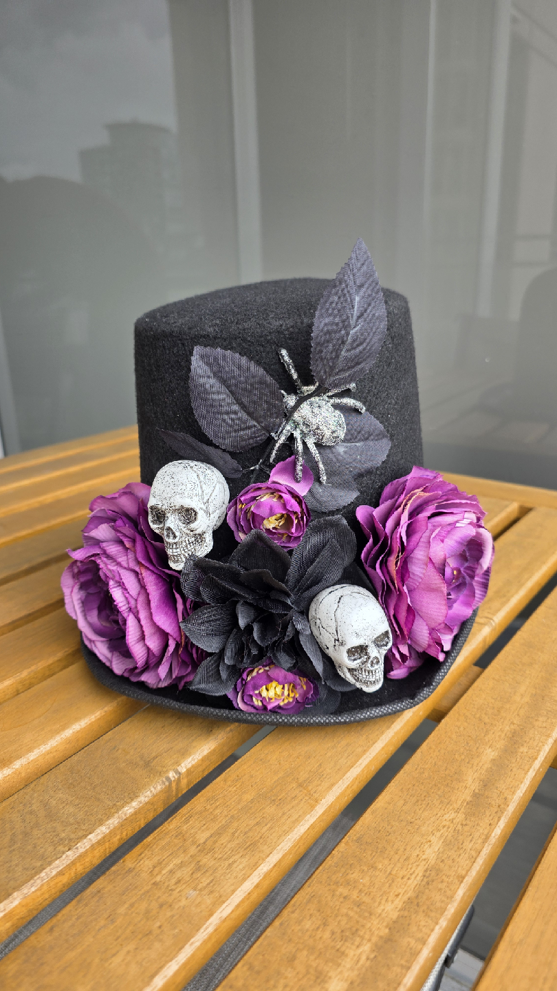 Decorated Black Top Hat for Halloween