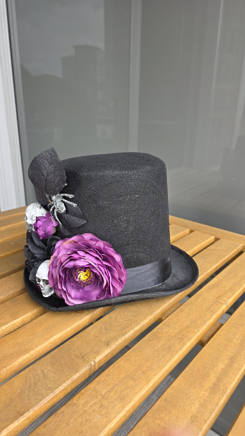 Decorated Black Top Hat for Halloween - photo 2