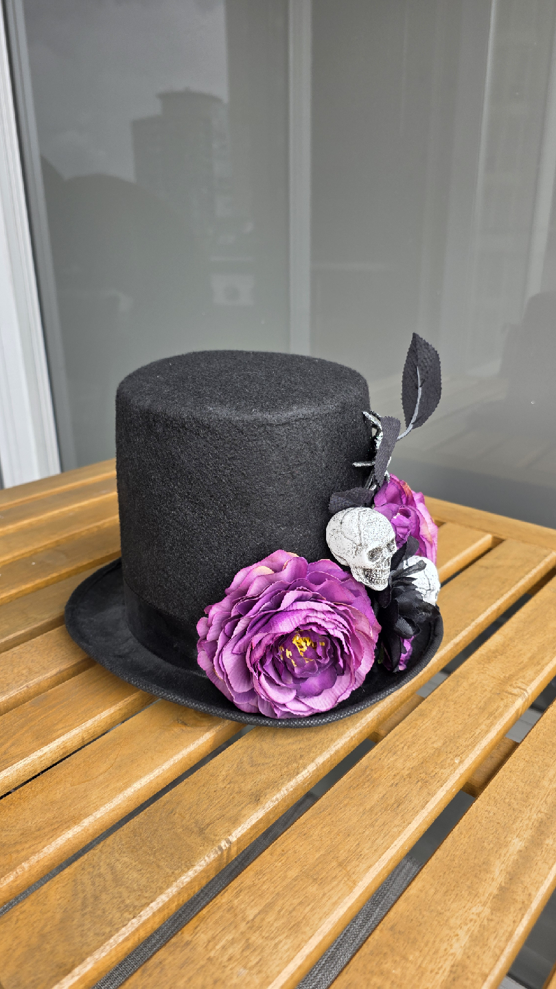 Decorated Black Top Hat for Halloween - photo 3