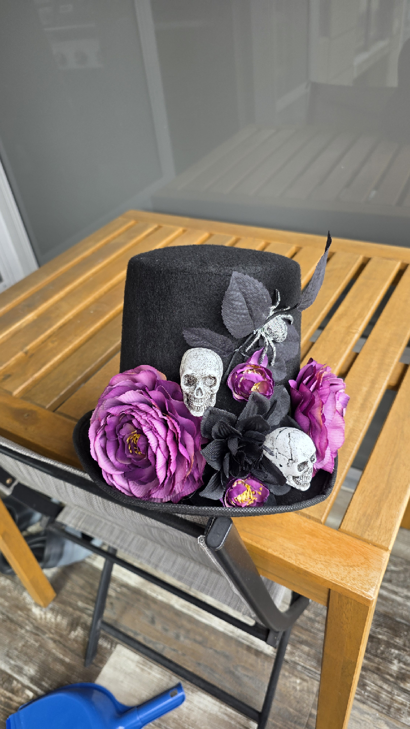 Decorated Black Top Hat for Halloween - photo 4