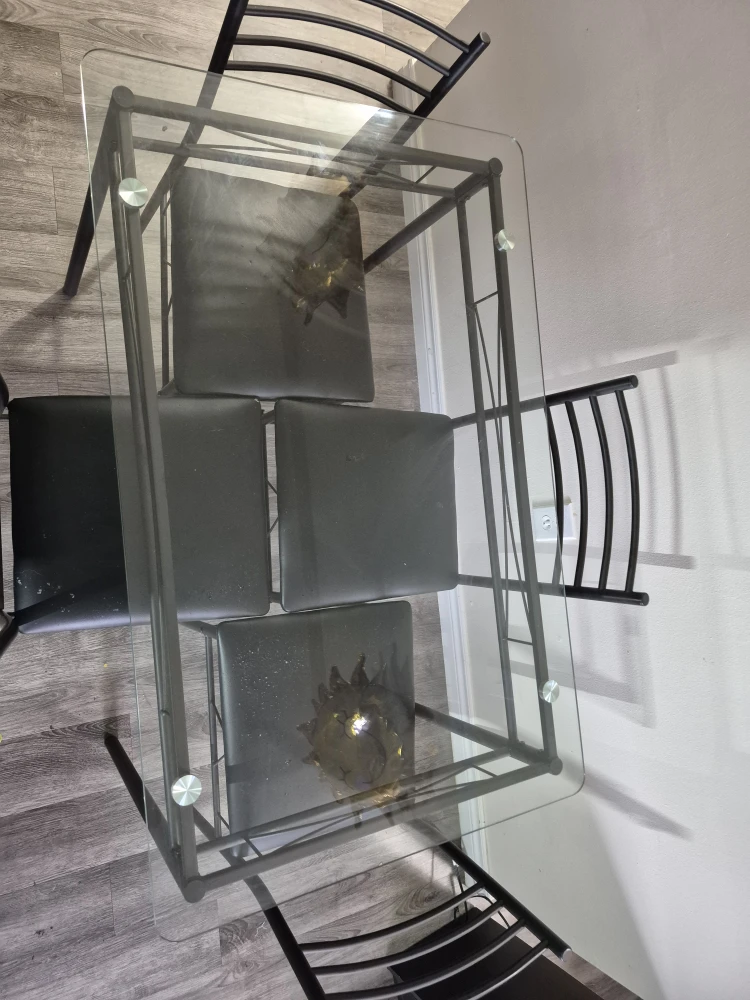 Glass Top Dining Table with 4 Chairs - Black - photo 4
