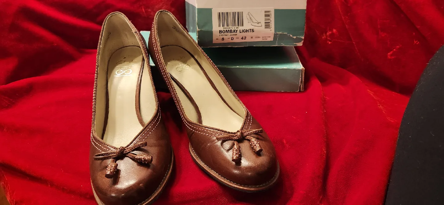 Clarks Bombay Lights Brown Heels - Size 8