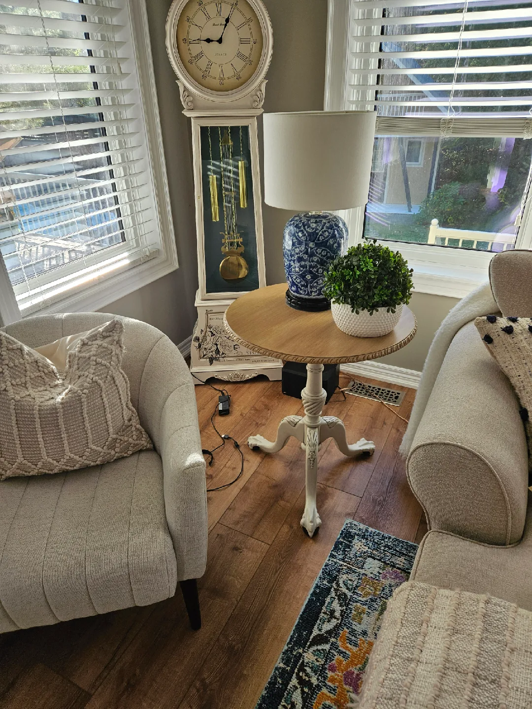 Blue & White Patterned Pair of Table Lamps image indicator(3)