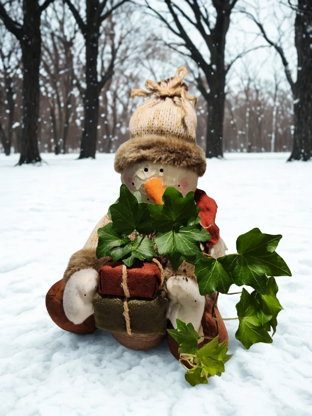 Snow person planter and ivy plant thumbnail