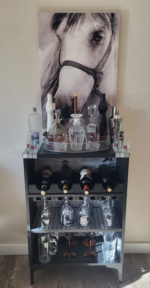 Black Wine Rack/Bar Cabinet