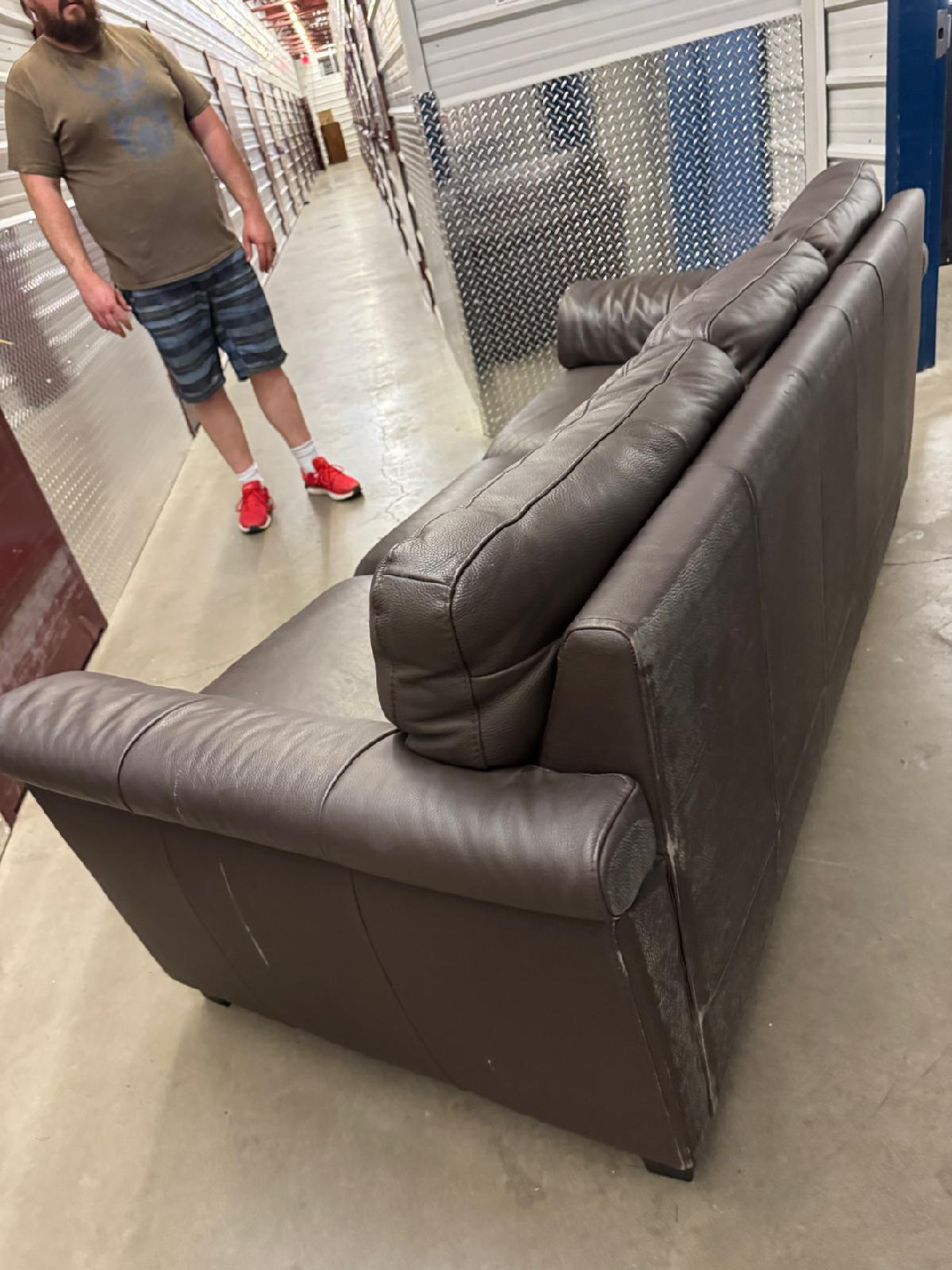 Brown Leather Sofa - Three Seater - photo 3