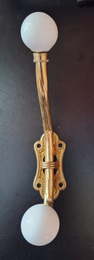 Set of 4 Vintage Brass and Ceramic  Coat Hooks image indicator(2)