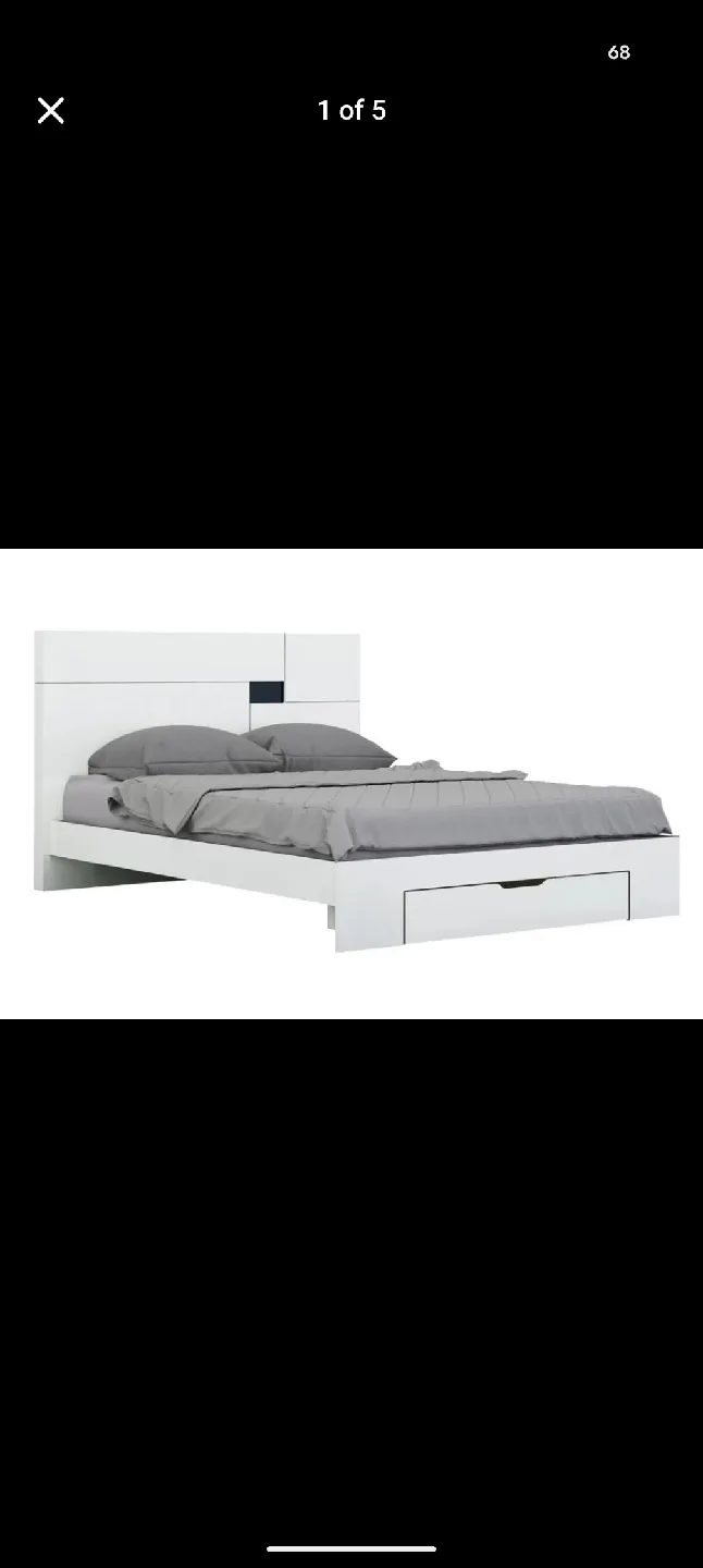 GU Furniture White Queen Bed Frame with Headboard image indicator(2)