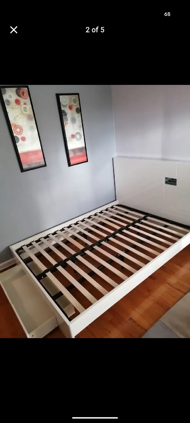 GU Furniture White Queen Bed Frame with Headboard image indicator(3)