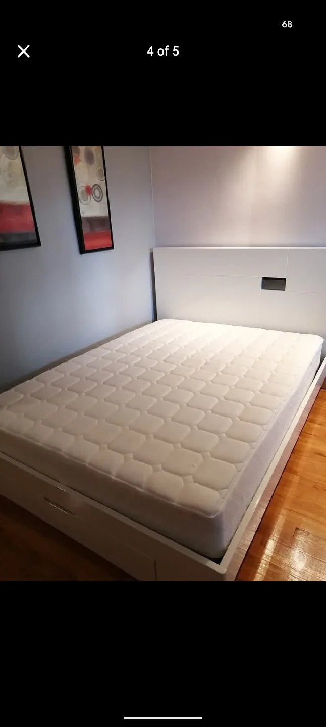 GU Furniture White Queen Bed Frame with Headboard image indicator(4)