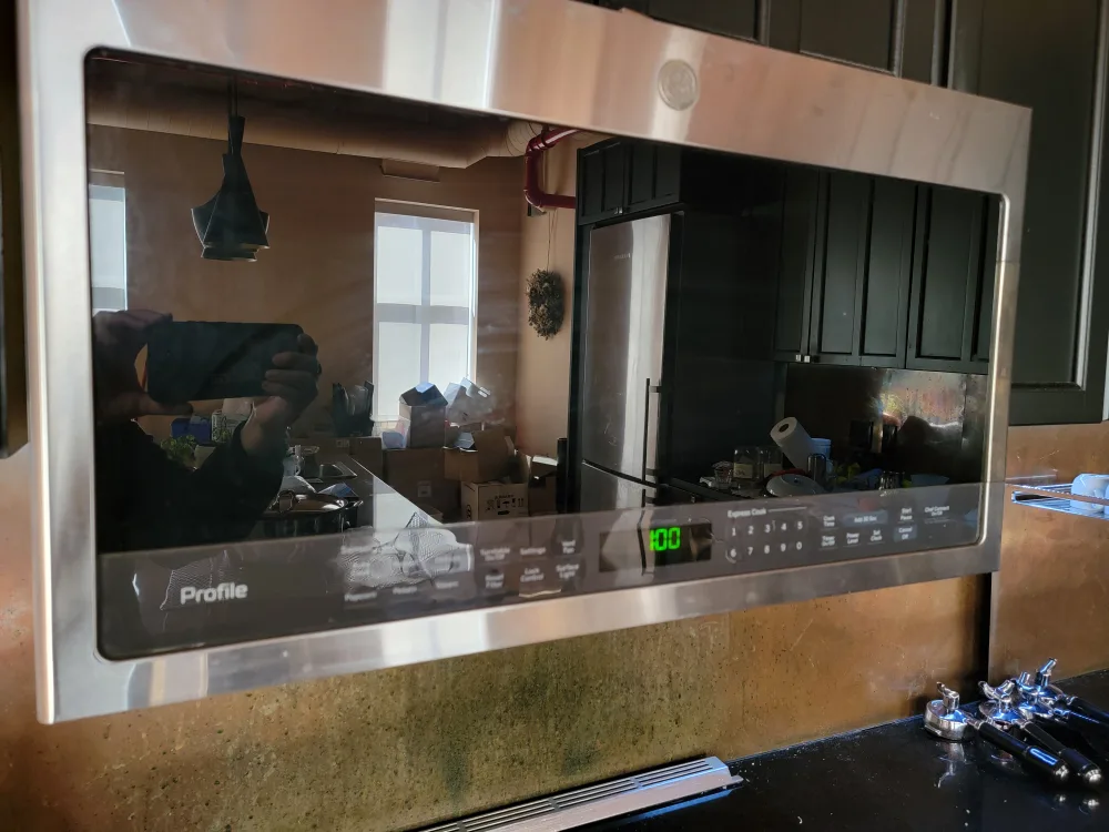 GE microwave and oven range hood