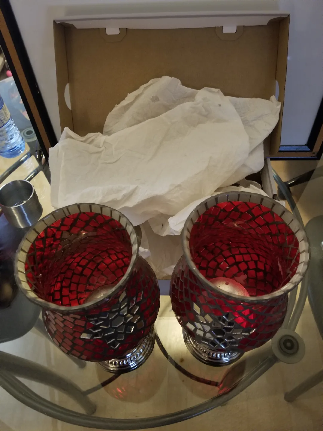 pair Red Mosaic large Candle Holders - Set of 2 image indicator(6)