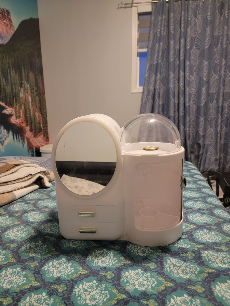 White Makeup Organizer with Mirror - photo 3