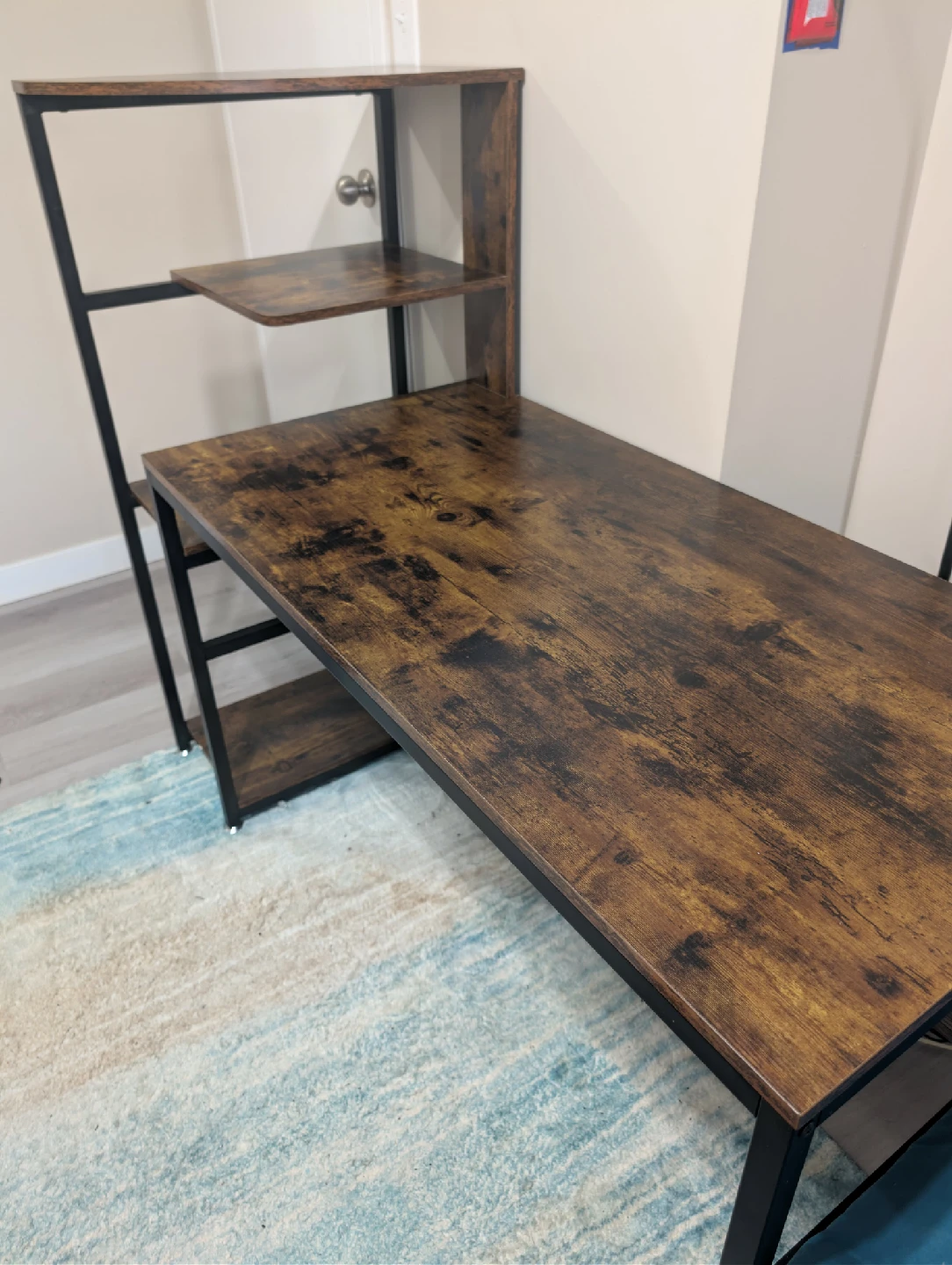 Rustic Brown Computer Desk with Shelves - photo 5