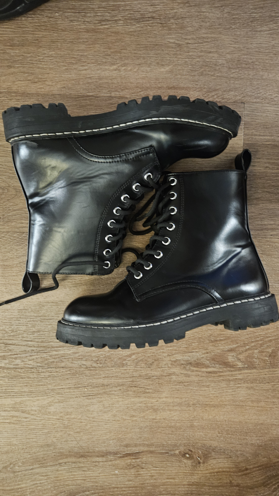 Black Lace-Up Ankle Boots, Size 39 - photo 2