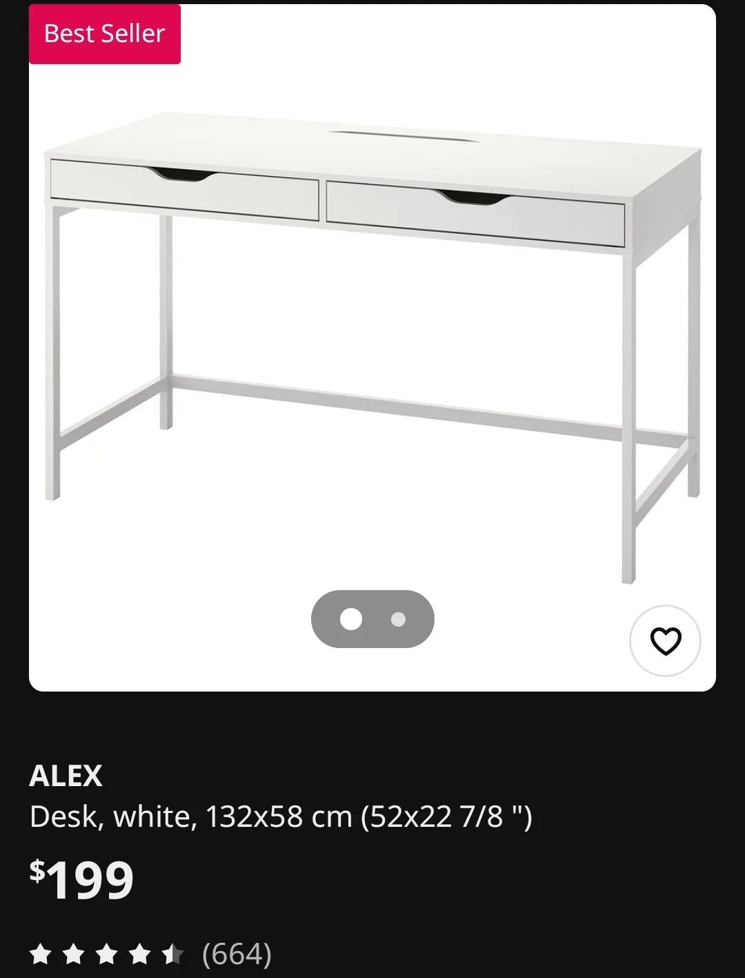 White IKEA Alex Desk with in-built storage image indicator(4)