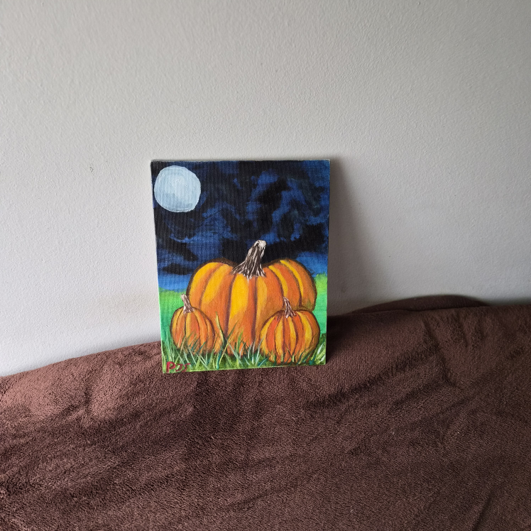 Pumpkin Painting Still-Life Cardstock Canvas