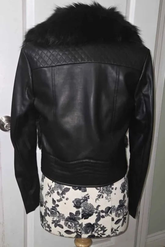 JOLIBEL Black Faux Fur Leather Jacket - Size 6 image indicator(5)