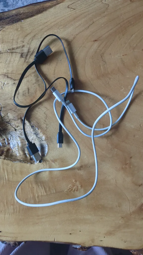 3 Assorted USB Charging Cables with Fabric Drawstring bag