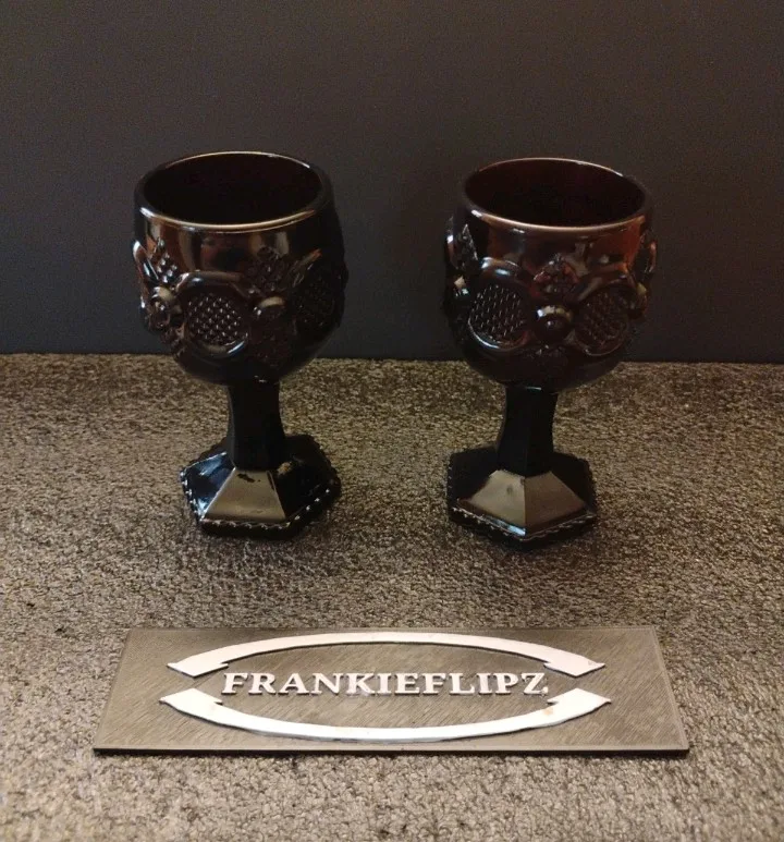 Vintage Avon  Cape Cod  Ruby Red  Glass Goblet  Wine / Juice X2