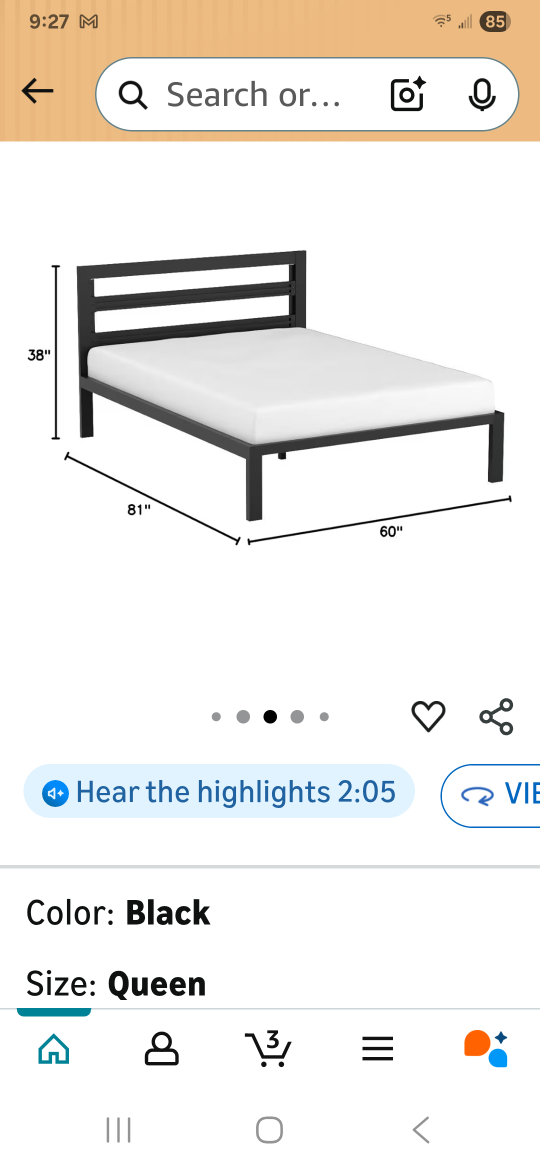 Queen Size Black Bed Frame platform - photo 2
