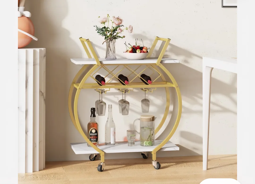 Gold & Marble Finish Bar Cart image indicator(2)