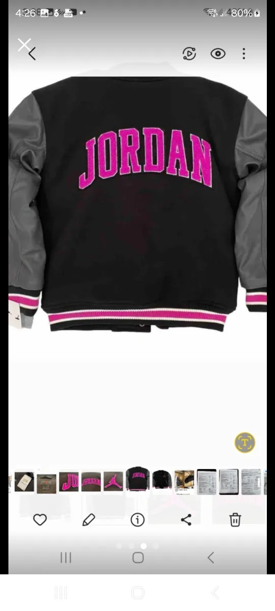 Jordan Kids' Varsity Jacket - Black/Pink image indicator(3)