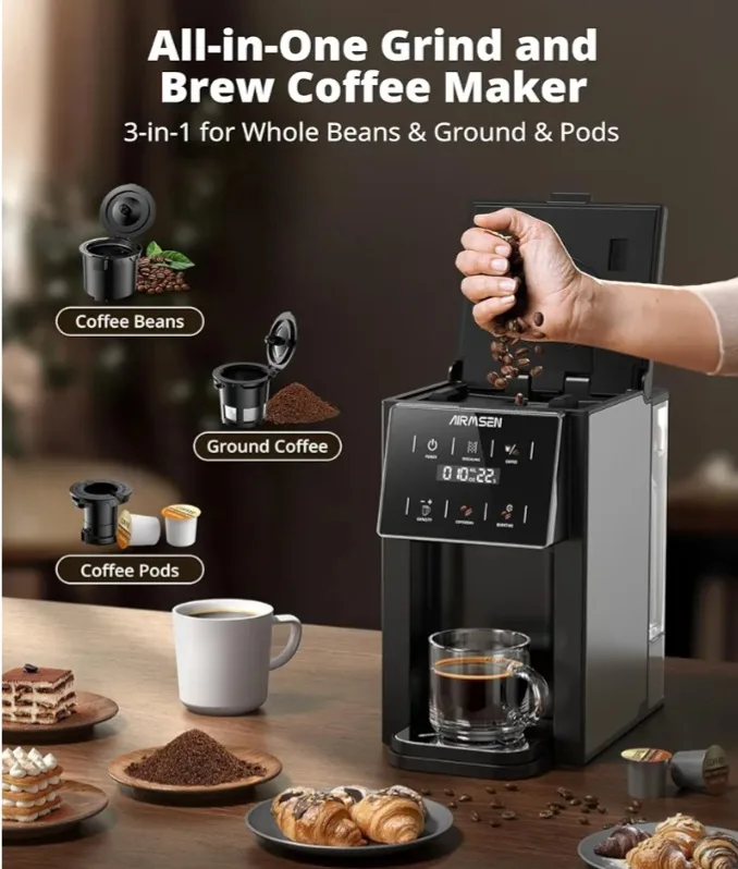 AIRMSEN Grind & Brew Coffee Maker with Grinder image indicator(3)