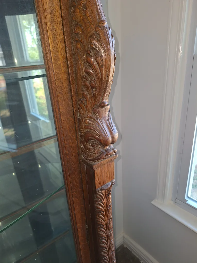 Antique Curved Glass Display / Curio Cabinet image indicator(3)