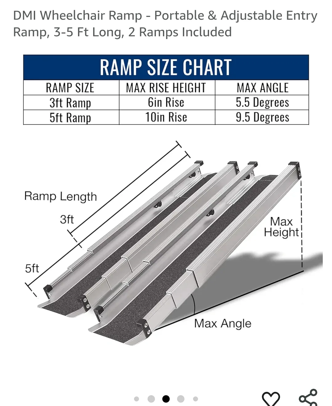 Portable & Adjustable Wheelchair Ramp - 3-5ft image indicator(5)