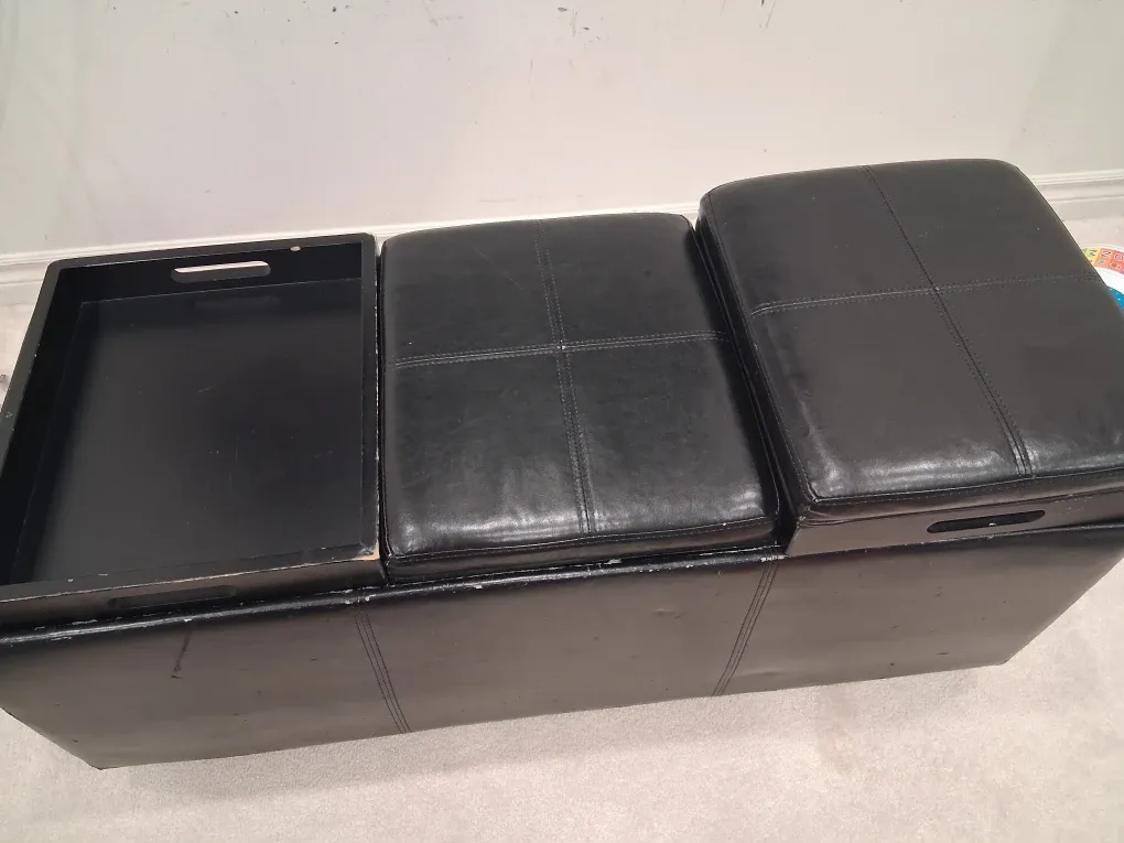 Black Storage Ottoman Bench
