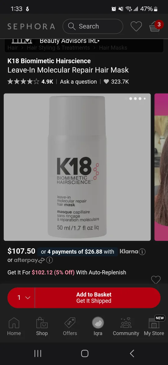 New K18 Leave-In Molecular Repair Hair Mask (50ml) image indicator(6)