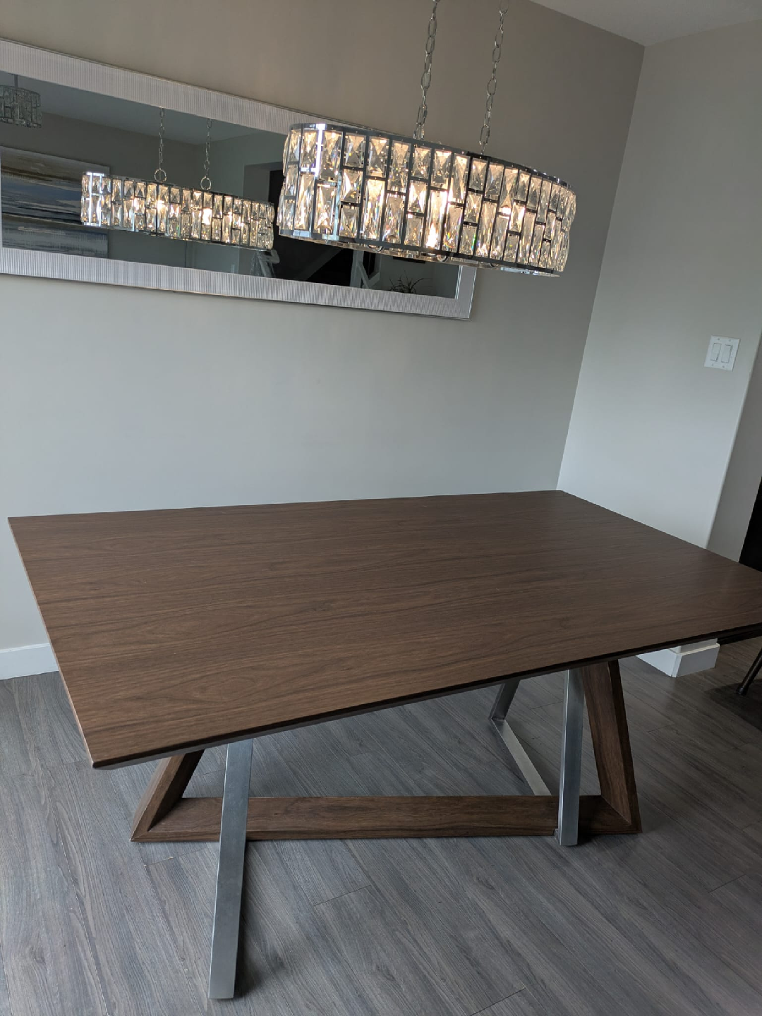 Modern Dining Table with Metal Legs and Chairs - photo 4