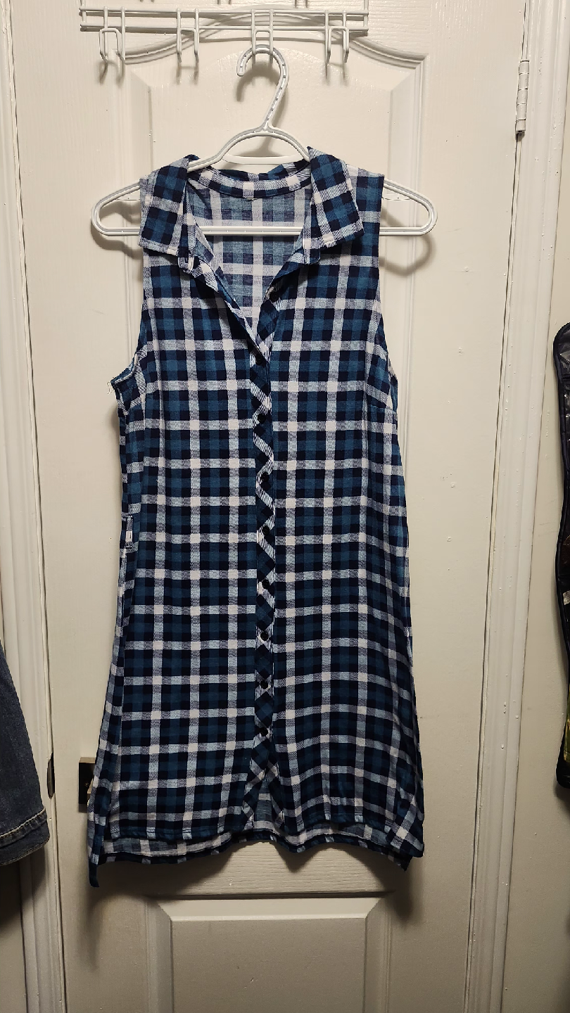 Sleeveless Plaid Dress sime Medium