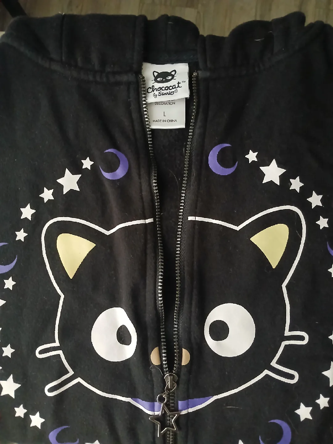 Chococat by Sanrio Black Zip-Up Hoodie - Size L image indicator(2)