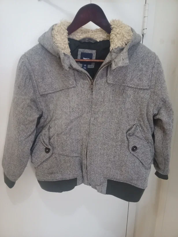 Gap Kids L(10) Grey Herringbone Hooded Jacket