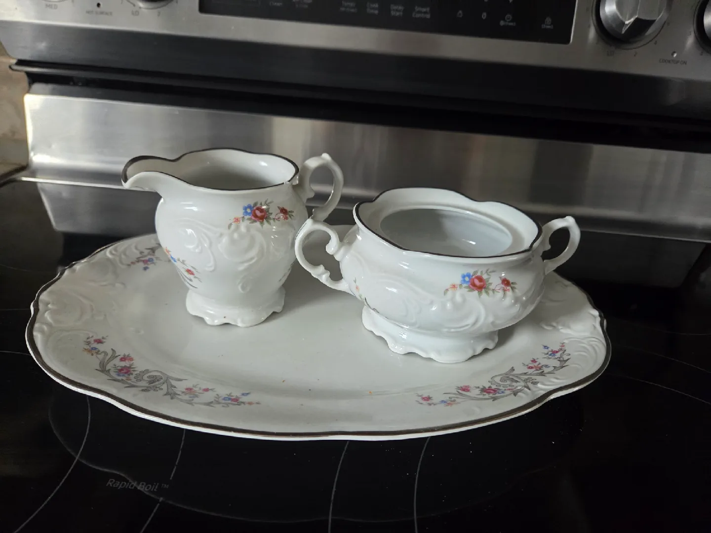 Walbrzych Creamer, Sugar Bowl, and Platter Set thumbnail