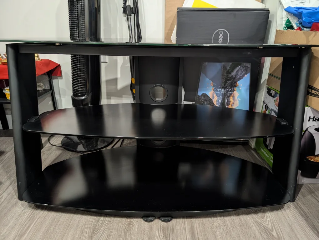 Black Glass Corner TV Stand / Display Table – 44” Wide image indicator(2)