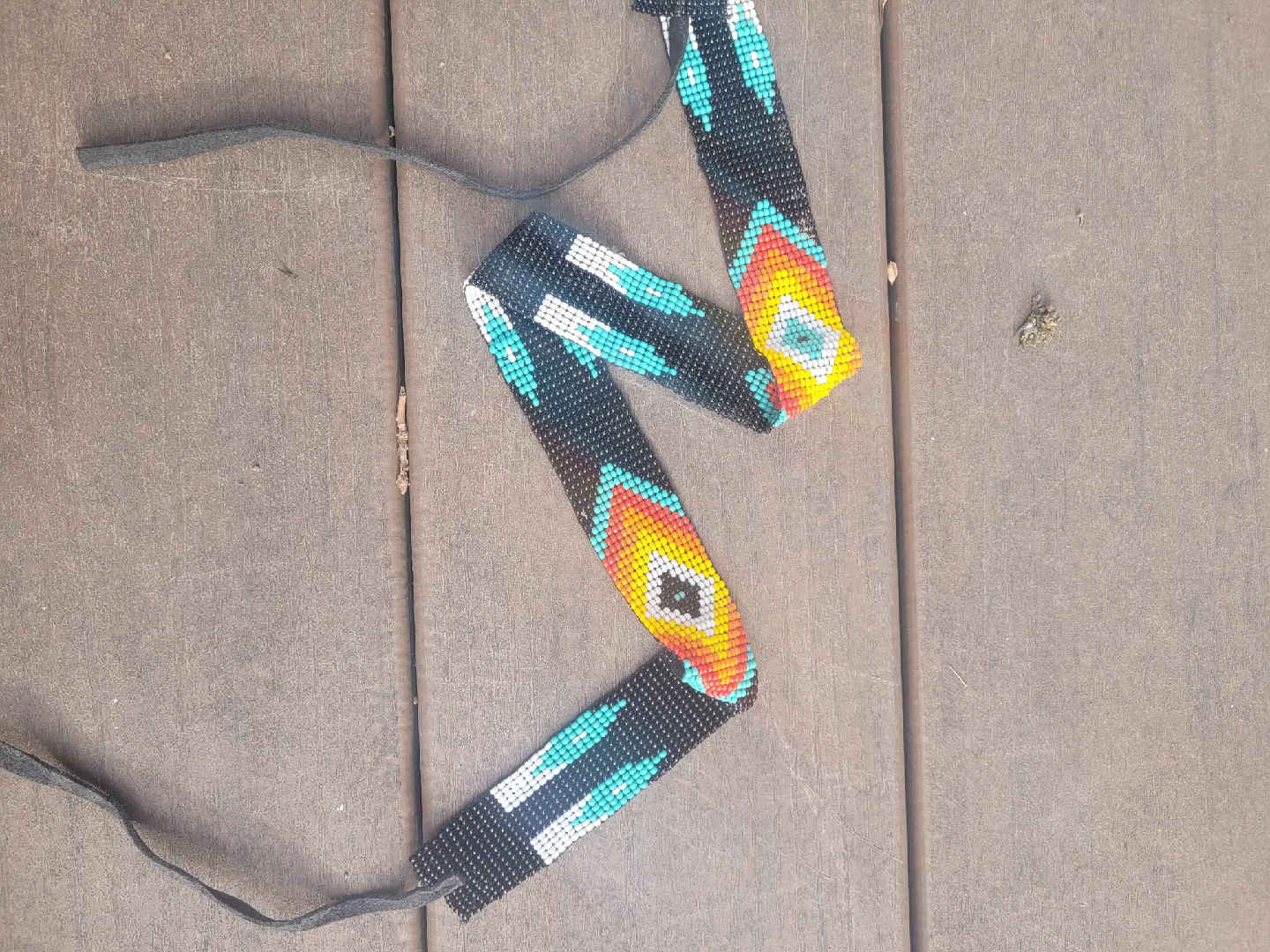 Beaded Headband - Black with Colourful Design image indicator(2)