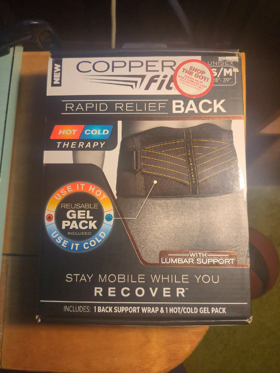 Copper Fit Rapid Relief Back Support - S/M thumbnail