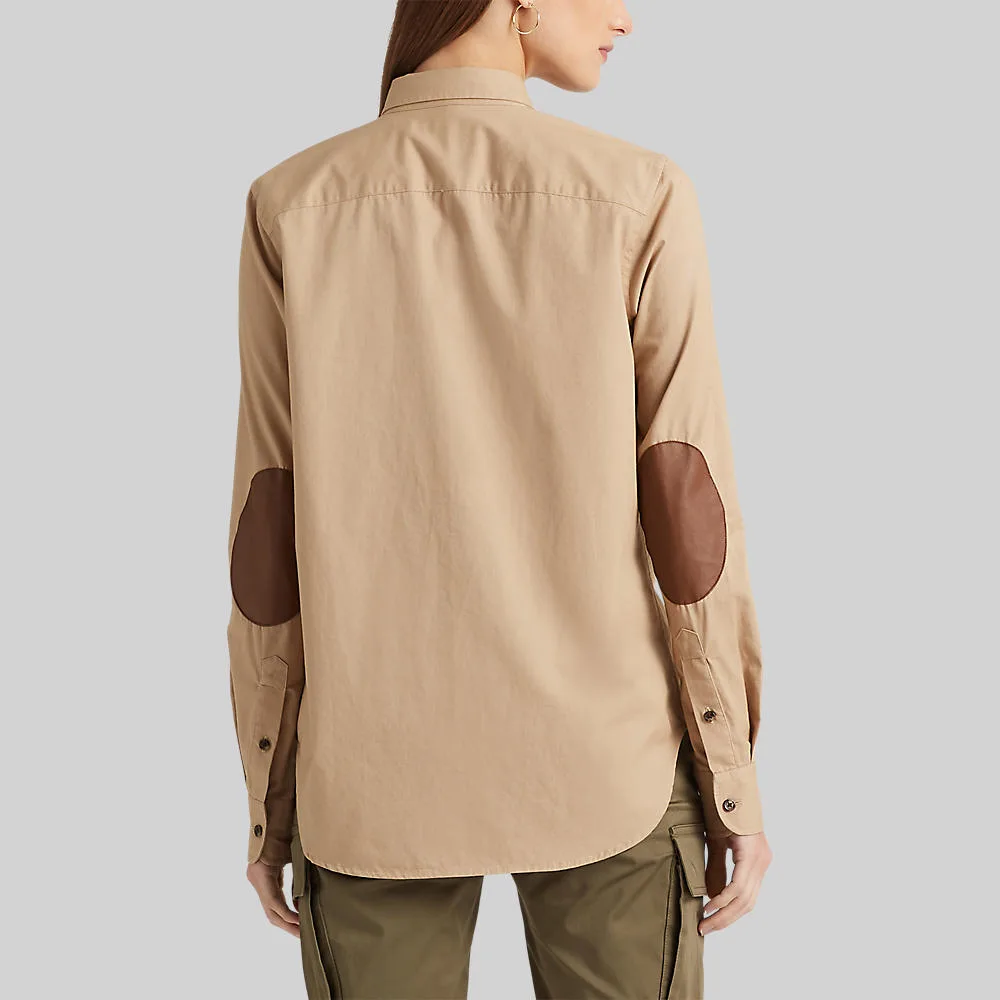 Ralph Lauren Leather-Trim Featherweight Twill Shirt - NEW image indicator(4)