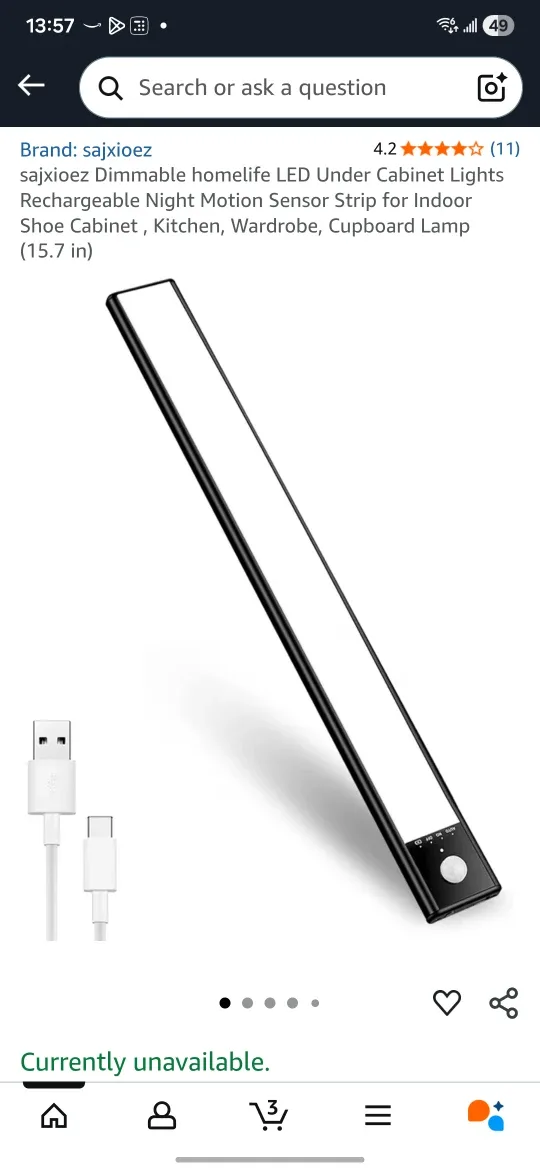 sajxioez Dimmable LED Under Cabinet Light - New thumbnail