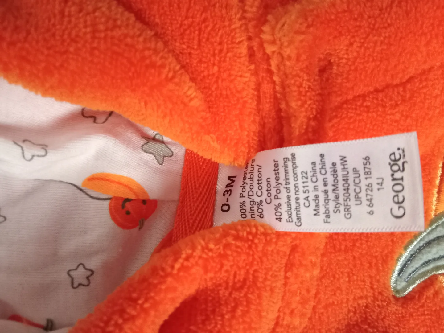 George Baby Pumpkin Costume 0-3M image indicator(2)