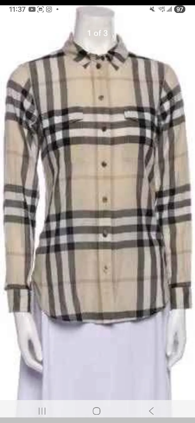 Burberry Plaid Long Sleeve Shirt thumbnail
