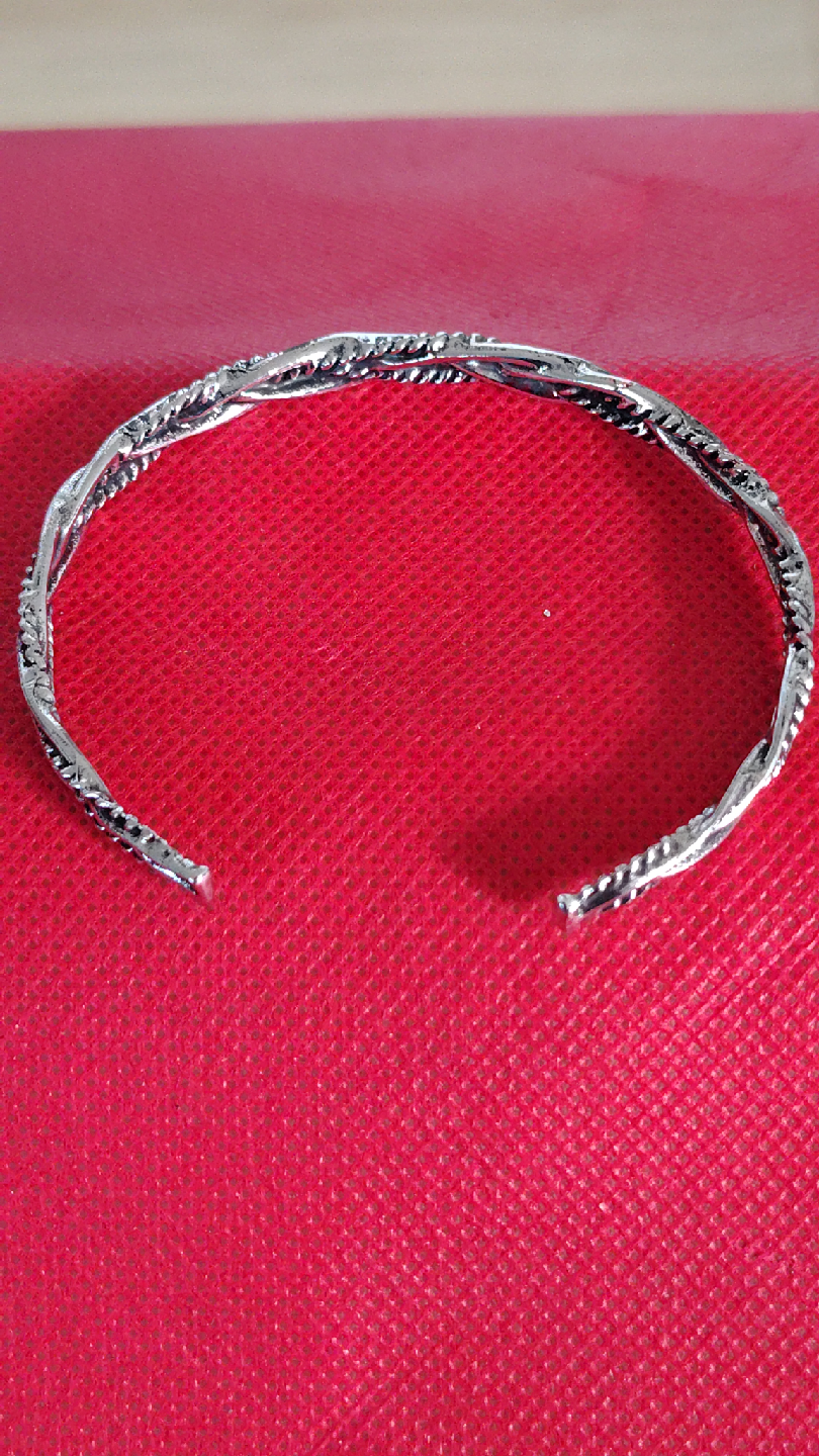 Silver Braided Bangle Bracelet